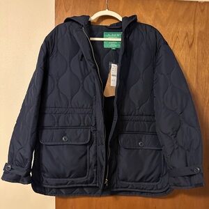 J.Crew Navy Oslo Puffer Jacket with PrimaLoft - Quilted Oversized Fit